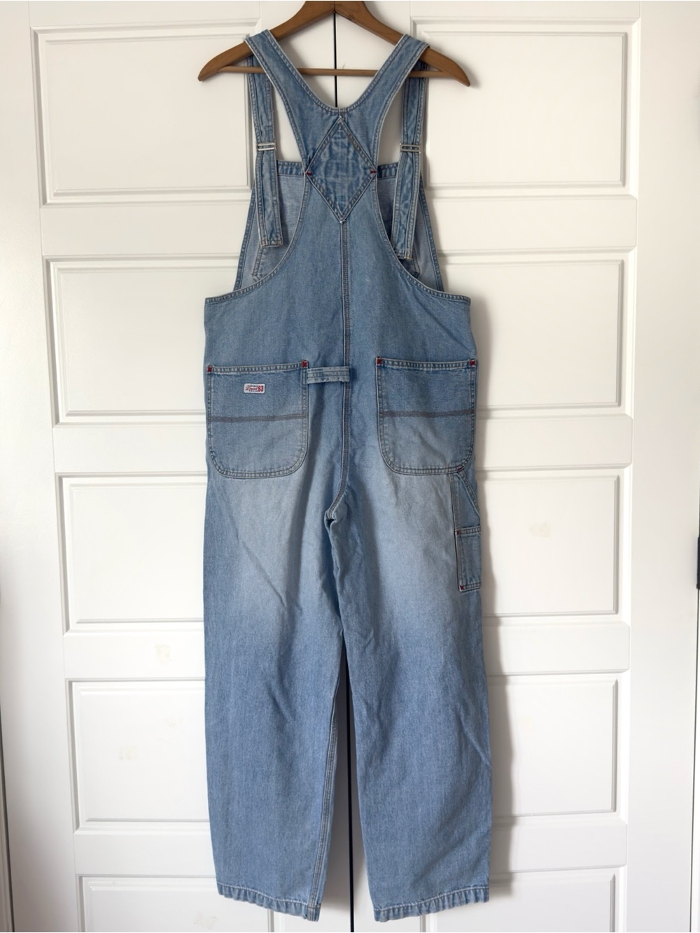 Vintage 90s Limited Denim Bib Overalls Medium Blue Slouchy Straight Leg Workwear - Picture 2 of 16